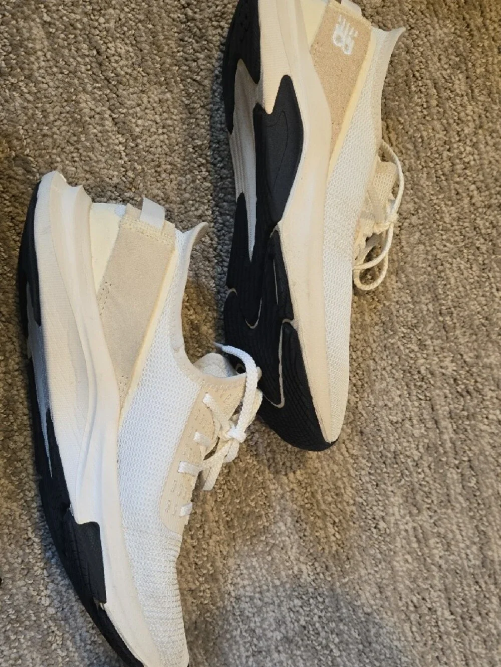 New Balance Off White Knit Lace-Up/slip In Sneakers